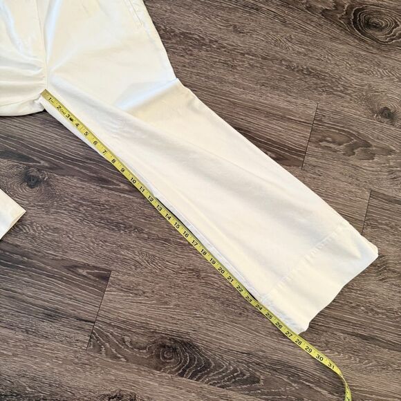 Banana Republic Ivory Cotton Blend Wide Leg Pants Long Inseam - Picture 7 of 8